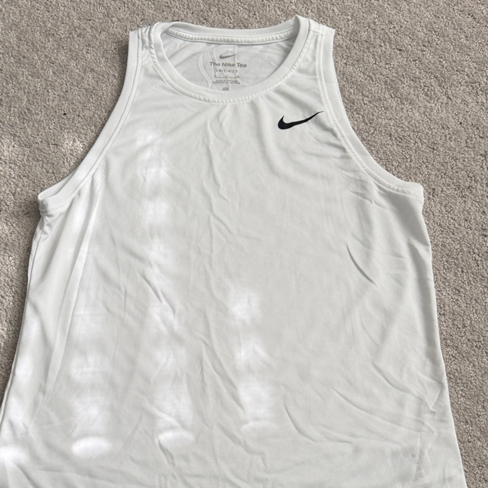 Nike White DRI-FIT Tee with Black Logo size S